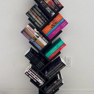 10-Tier Vertical Book Tree Shelf | Space-Saving & Freestanding Wooden Book Organizer for Small Rooms