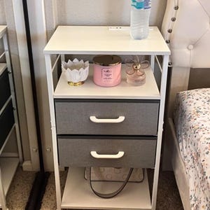 Tall Nightstand with Charging Station – Modern End Table with Drawers for Bedroom Storage & Bedside Organization