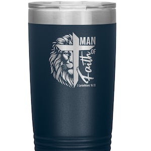 Men of God Coffee Tumbler | Laser Engraved Bible Verse Tumbler | Insulated Stainless Steel Water Bottle, Faith, Religious, Christian Gift