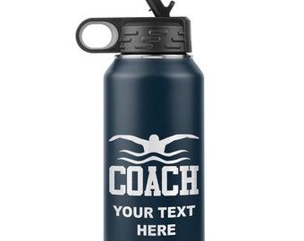 Personalized Swim Team Water Bottle | Laser Etched Stainless Steel 32oz ...