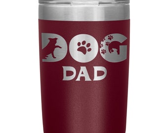 Dog Dad Tumbler: Engraved Stainless Steel Water Bottle Gift