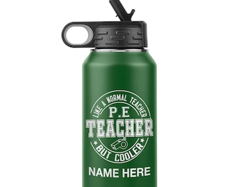 Personalized PE Teacher Water Bottle: 32oz Insulated Tumbler Gift