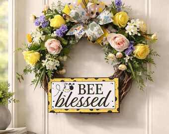 Summer Front Door Wreath | Summer Grapevine Wreath | Cascading Spring Wreath | Spring Flower Arrangement | Farm House Decor