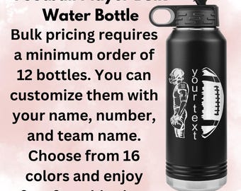 Personalized Football Water Bottle | Laser Etched 32oz Stainless Steel ...