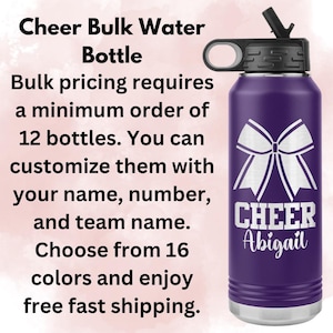Bulk Cheer Water Bottle Gift / Personalized Cheer Water Bottle / Gift for Cheerleader / Gift for Cheer Team / Water Bottle for Cheerleader