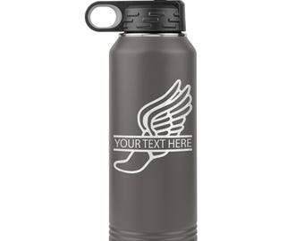 Personalized Track & Field Water Bottle|Engraved Stainless Steel Bottle|Water Bottle For Runners|Water Bottle With Flip Lid And Straw