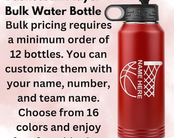 Custom Basketball Coach Water Bottle | 32oz Insulated Stainless Steel Tumbler | Personalized Laser Engraved Gift for Coaches and Athletes