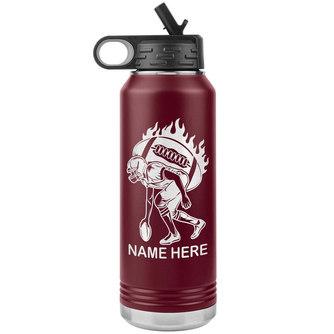 Personalized Football Water Bottle | Laser Etched Stainless Steel ...