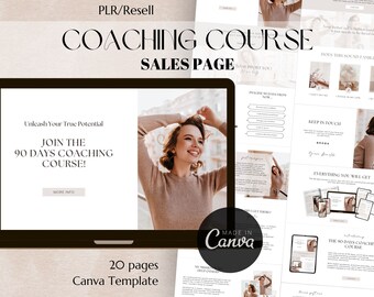 PLR Sales Page Canva Template | Course Sales Page | Canva Website | Website Template | Course Template | Canva Sales Page | Landing Page