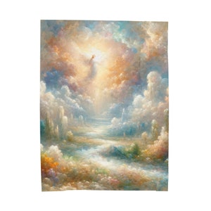 Heaven Blanket, Colorful - Jesus Blanket, Christian Blanket, Throw Blanket, Spiritual Gift, Catholic Blanket, Virgin Mary, Kingdom of God