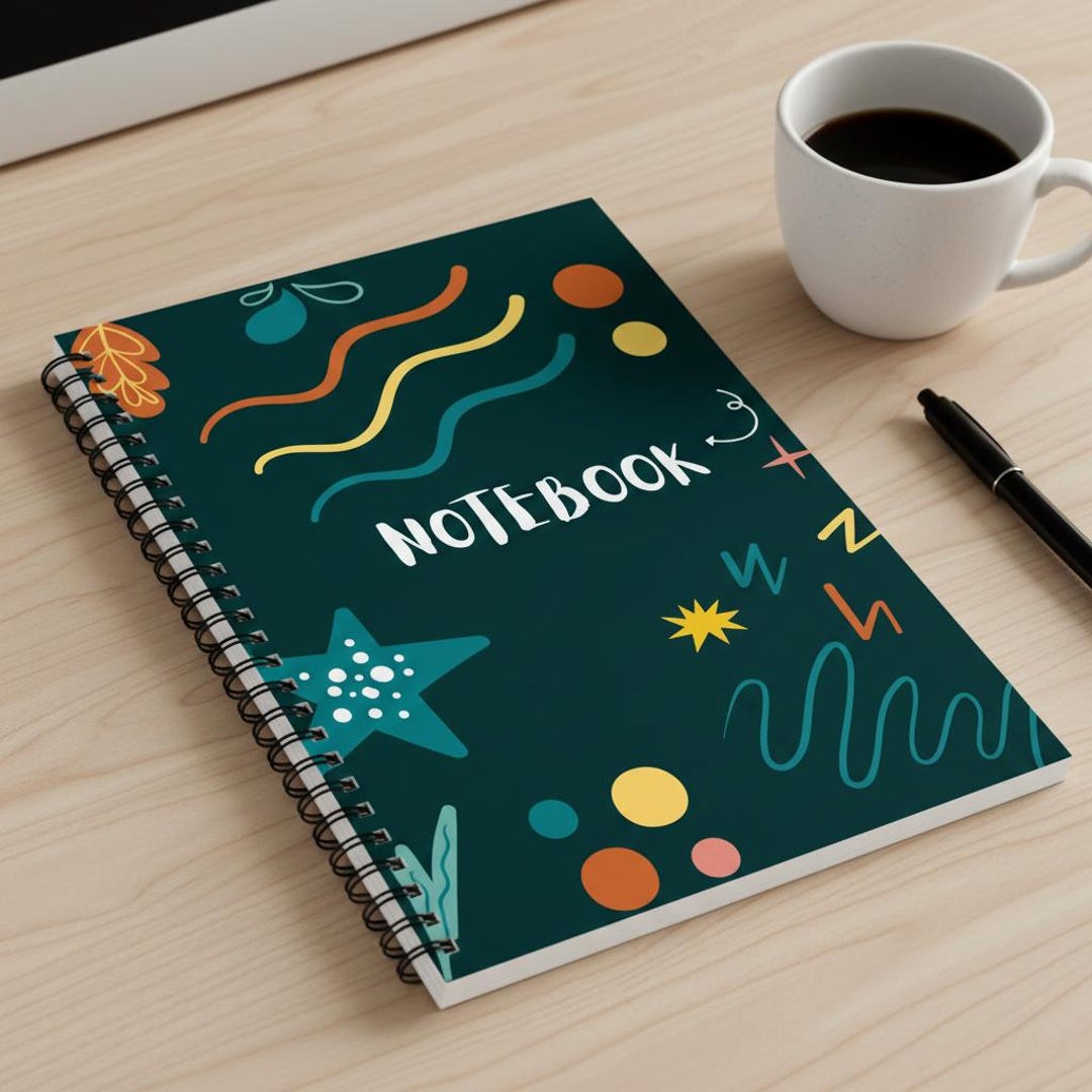 Abstract Doodles Notebook Spiral Bound Journal | Colorful Squiggles ...