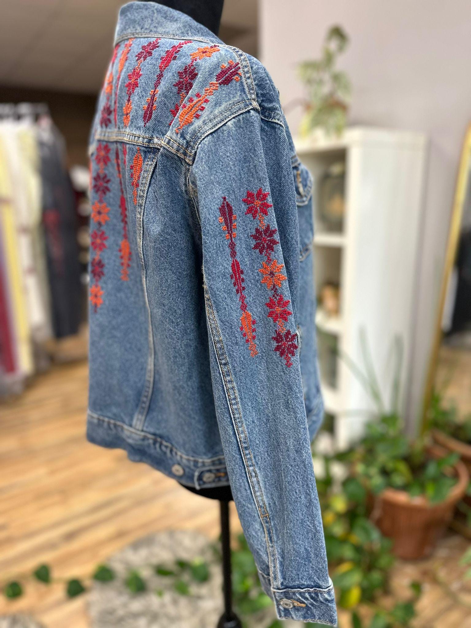 Jean Jacket With Tatreez Design - Etsy