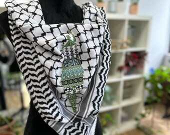 Palestijnse Keffiyeh met gekleurde Palestijnse vlag Tatreez