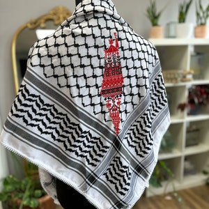 Palestinian Keffiyeh with Colored Palestinian Flag Tatreez image 7