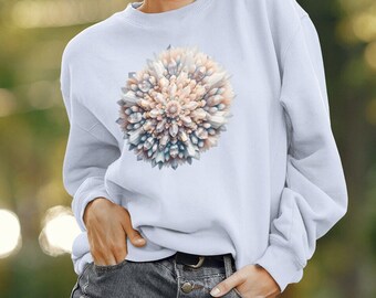 Sweat-shirt mandala en cristal enchanté Pull ras du cou avec pierres précieuses mystiques avec cristaux curatifs avec ambiance sorcière