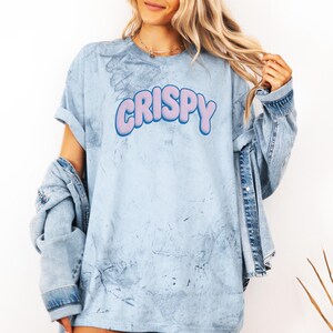 Camiseta com letras Crispy Bubble, camiseta com meme da Geração Z, camiseta com cores divertidas e confortáveis, camiseta estética Vaporwave, camiseta com estampa da moda, camiseta oversized em tom pastel