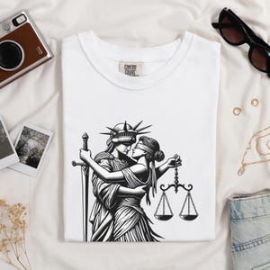 Resistance Shirt - Statue of Liberty and Lady Justice, LGBTQ Rights Tshirt, Feminist Lesbain Shirt, Anti Trump Shirt, Comfort Colors Tee