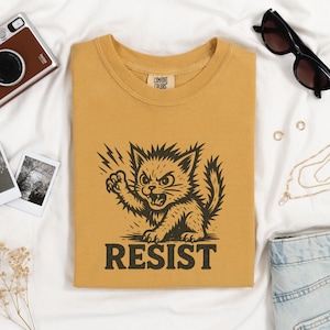 Resist Cat TShirt - Punk Pussycat, Feminist Cat Resist Shirt, Female Rage Shirt, Anti Trump TShirt, Comfort Colors Protest Tee, Anti Fascism