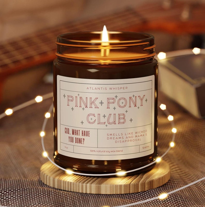 Pink Pony Club Candle, Gift for Chappell Music Fan, Scented Soy Wax
