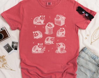 T-shirt Opossum Rigolo, T-shirt Opossum Mignon pour les Amoureux des Animaux, T-shirt Style Vintage « Panda des Ordures » Couleurs Confortables, Cadeau Opossum pour Elle ou Lui