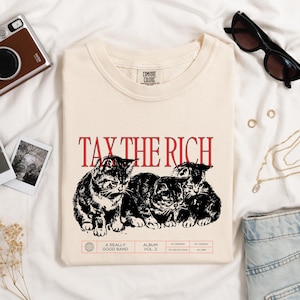Tax the Rich Shirt - Cats 90’s Album Cover, Comfort Colors Tshirt for Political Activist, Anti Capitalism Shirt, Anti Oligarchy Protest Tee