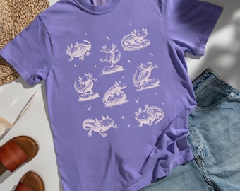 Cute Axolotl Shirt for Axolotl Lovers, Funny Amphibian Gift Tee with Vintage Line Art, Comfort Colors Unisex Aquatic Animal T Shirt