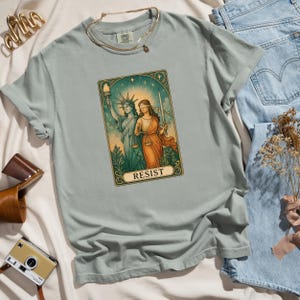 Resist Tarot T-Shirt | Lady Justice & Liberty Graphic Tee | Political Protest Shirt | Comfort Colors | Anti-Oligarchy Shirt | Resist 47 Tee