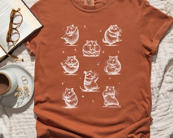 Hamster Shirt for Hamster Lovers, Cute Hamster T Shirt with Funny Line Art Rodent Illustrations, Comfort Colors Unisex Pet Owner Gift Tee