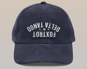 Upp och ner Foxtrot Delta Tango-hatt i manchester, broderad pappahatt i FDT-stil, anti-Trump-keps, subtil politisk protest-anti-MAGA-hatt