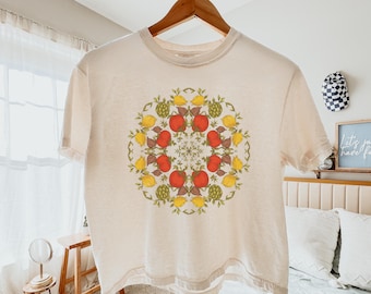 Camiseta cropped retrô Kitchencore, camiseta cropped Spice of Life Mandala, camiseta boxy Comfort Colors, presente vintage para cozinha, cropped Cottagecore Nostalgia
