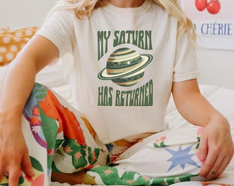 Saturn Return Crop Top, My Saturn Has Returned Tshirt, Gift for Astrology Lover, Planet Saturn Oversize Cropped Tee, Aesthetic Zodiac Tshirt