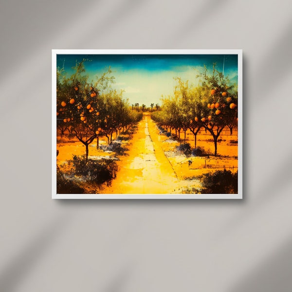 Orchard Landscape #2 | Encaustic Wall Art | Digital Print | Original Artwork | Contemporary Painting | Printable Poster | Home Decor