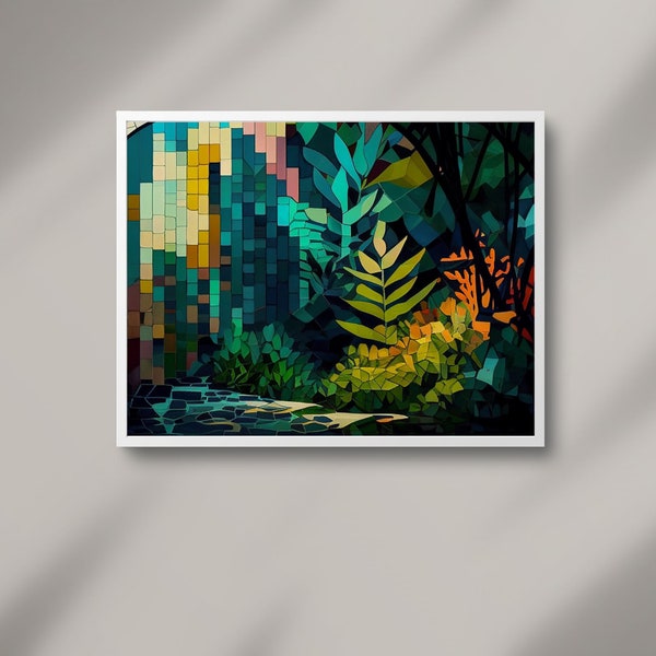 Botanical Garden | Mosaic Wall Art | Digital Print | Original Artwork | Abstract Contemporary Painting | Printable Poster | Home Decor