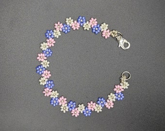 925 sterling silver multicolor beaded daisy bracelet