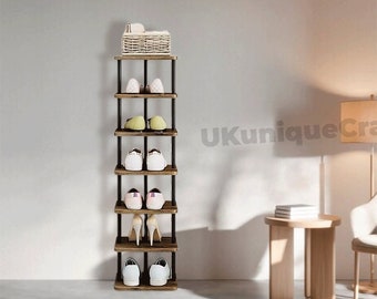 Handmade 7 Tier Wooden Vertical Shoe Rack | Shoe Organizer | Entryway Shoe Rack | Shoe Storage | Shoe Cabinet | Home Decor