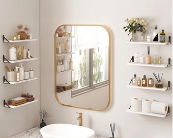 Handmade Set of 8 Wooden Bathroom Shelves | Floating Shelves | Wall Shelves | Farmhouse Shelves | Rustic Shelves | Bathroom Storage