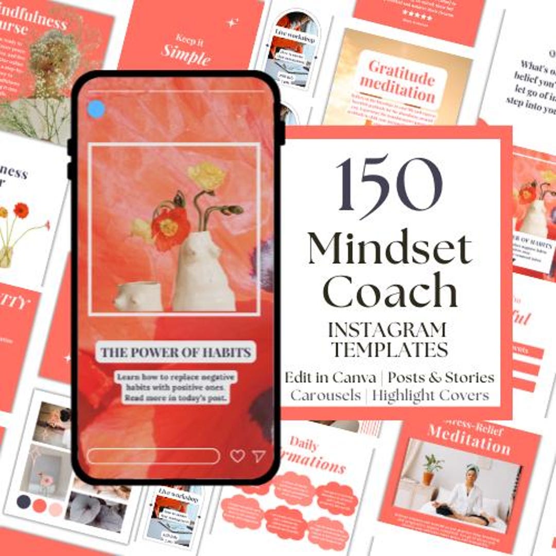 Mindset Coach Instagram Templates - Mindfulness & Personal Development ...