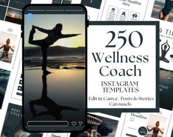 Wellness Coach Instagram Templates – Canva, 250 Posts (Digital Download)