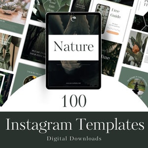 100 Instagram Posts - Green Nature Theme - Instagram Templates - Social Media Templates - Templates for Instagram - Canva templates