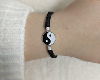 Pair of Yin Yang Bracelet-Adjustable Friendship Bracelets, Hand-Braided Rope, Women's Men's Jewelry Gifts