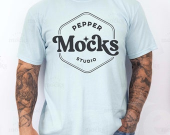 Mockup T-shirt chambray | Comfort Colors 1717 heren-T-shirt (digitale download)