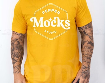Koszulka Bella Canvas 3001 Gold T-Shirt Mockup | Męska XL (pobranie cyfrowe)
