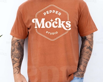 Comfort Colors 1717 Yam T-Shirt Mockup | Mens Tee (Digital Download)