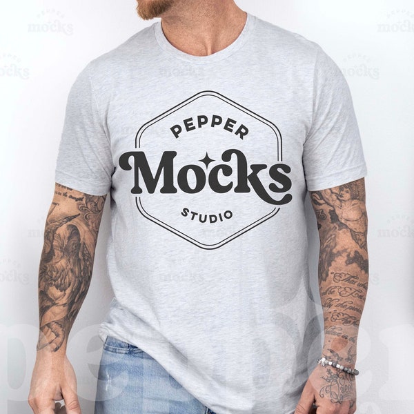 Bella Canvas 3001 Ash Tshirt Mockup | 3001 Mens Grey T-shirt Mock-up | Real Model Mock | Simple Aesthetic Mens Bella Canvas 3001 Shirt