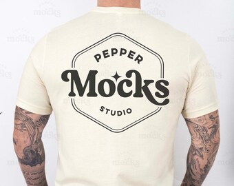 Bella Canvas 3001 Mockup: Natural Back View Men's T-Shirt (Digital Download)