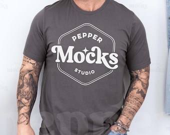 Bella Canvas 3001 Asphalt Grey T-Shirt Mockup | Real Model (Digital Download)