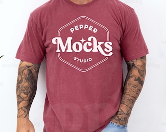 Comfort Colors C1717 Brick T-shirtmodel | Rood heren-T-shirt (digitale download)