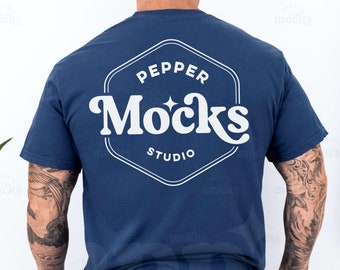 Koszulka Comfort Colors Midnight – mockup | Koszulka C1717 – widok z tyłu (pobranie cyfrowe)