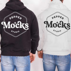 Comfort Colors C1467 Black & White Group Hoodie Mockup | 1467 Hooded Sweatshirt Mock-up | Real Male Model | Mens Back View Sweater Mock