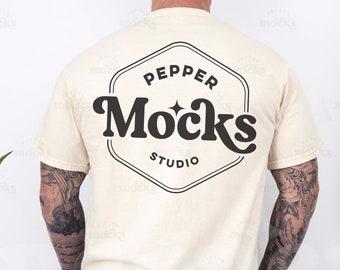 Mockup T-shirt Comfort Colors Ivoor | Achteraanzicht heren (digitale download)
